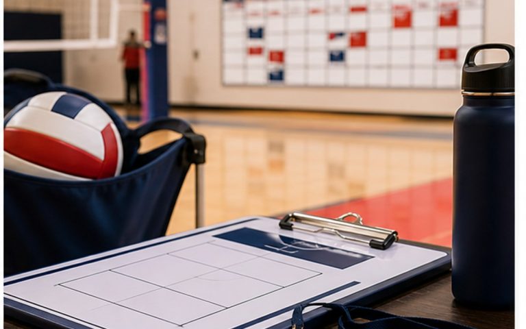 Volleyball program clipboard and gym schedule image